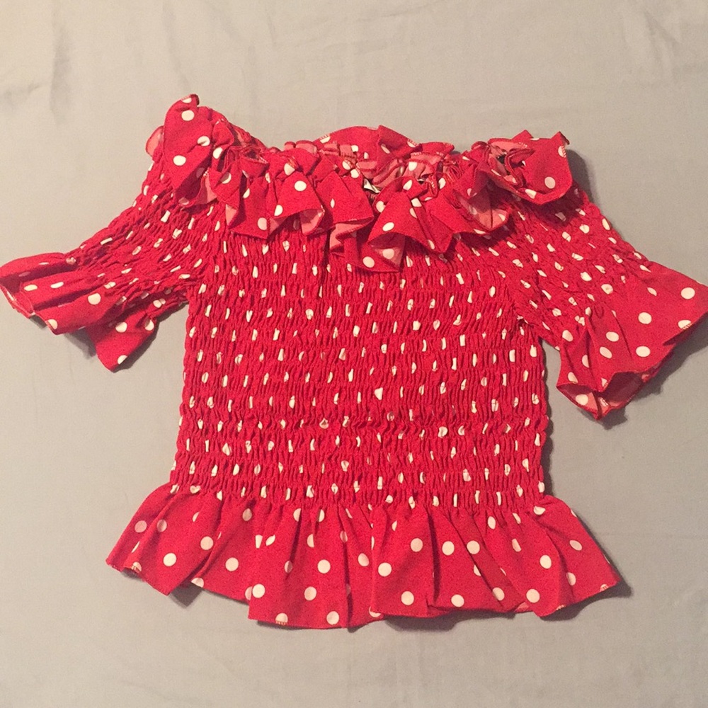 Red and white blouse
